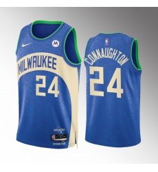 Men's Milwaukee Bucks #24 Pat Connaughton Blue 2023-24 City Edition Stitched Basketball Jersey