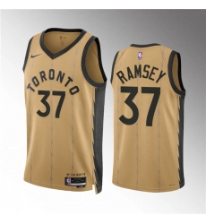 Men's Toronto Raptors #37 Jahmi'us Ramsey Gold 2023-24 City Edition Stitched Basketball Jersey