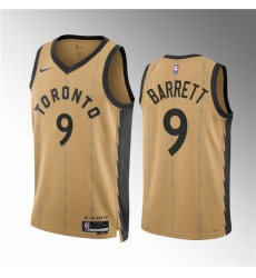 Men's Toronto Raptors #9 RJ Barrett Gold 2023-24 City Edition Stitched Basketball Jersey