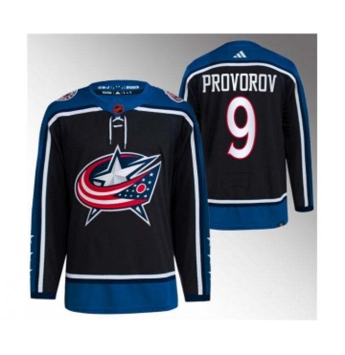 Men's Columbus Blue Jackets #9 Ivan Provorov Black 2022-23 Reverse Retro Stitched Jersey