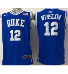 Blue Devils #12 Justise Winslow Blue Basketball Stitched NCAA Jersey