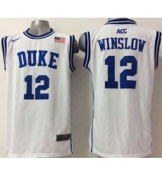 Blue Devils #12 Justise Winslow White Basketball Stitched NCAA Jersey