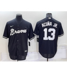 Men's Atlanta Braves #13 Ronald Acuna Jr Black Turn Back The Clock Stitched Cool Base Jersey