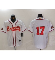 Men's Atlanta Braves #17 Andy Messersmith White Gold World Series Champions Cool Base Stitched Jersey