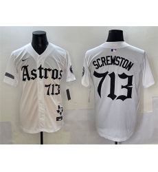 Men's Houston Astros #713 Screwston White Gothic 'Houston Born Barrio Raised' Limited Stitched Baseball Jersey