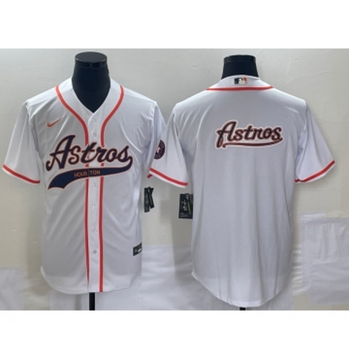 Men's Houston Astros White Team Big Logo Cool Base Stitched Baseball Jersey