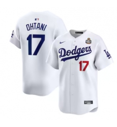 Men's Los Angeles Dodgers #17 Shohei Ohtani Nike White 2024 World Series Home Limited Player Jersey