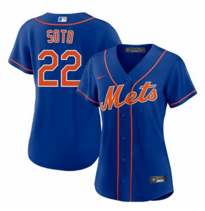 Women New York Mets Juan Soto #22 Blue Cool Base Stitched MLB Jersey