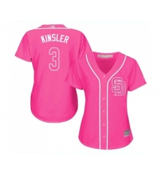Women's San Diego Padres #3 Ian Kinsler Replica Pink Fashion Cool Base Baseball Jersey
