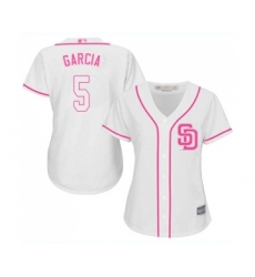 Women's San Diego Padres #5 Greg Garcia Replica White Fashion Cool Base Baseball Jersey