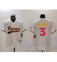 Men's San Diego Padres #3 Jackson Merrill white Cool Base Stitched Baseball Jersey