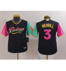 Youth San Diego Padres #3 Jackson Merrill Black Fashion Baseball Jersey