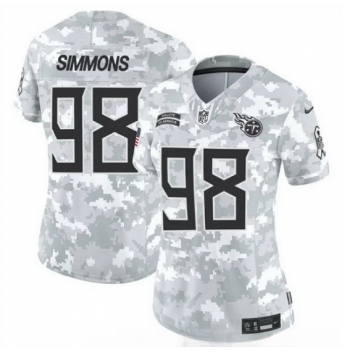 Women Tennessee Titans #98 Jeffery Simmons 2024 F U S E Arctic Camo Salute To Service Limited Stitched Football Jersey