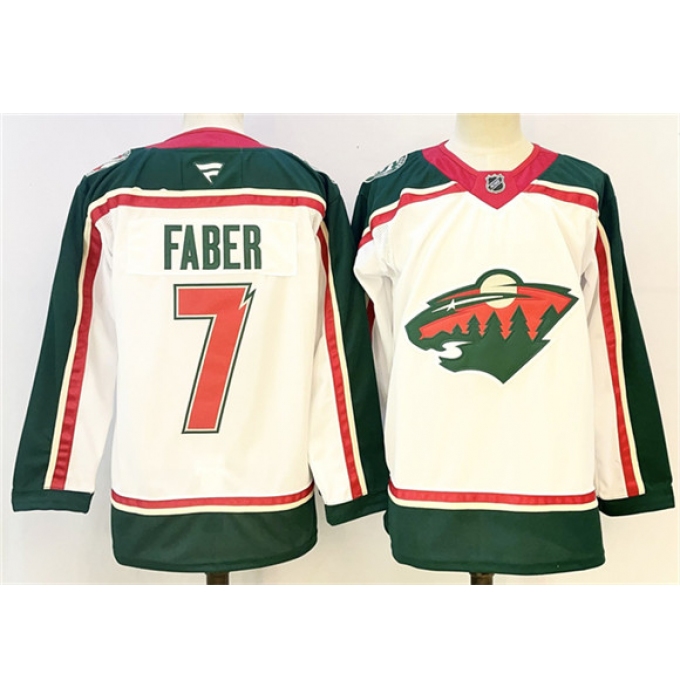 Men's Minnesota Wild #7 Brock Faber White 2025 25th Anniversary Stitched Hockey Jersey