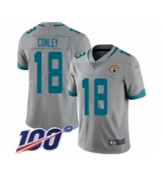 Youth Jacksonville Jaguars #18 Chris Conley Silver Inverted Legend Limited 100th Season Football Jersey