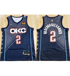 Men's Oklahoma City Thunder #2 Shai Gilgeous-Alexander Navy Stitched Basketball Jersey
