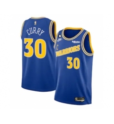 Men's Golden State Warriors #30 Stephen Curry Royal With No.6 Patch Stitched Jersey