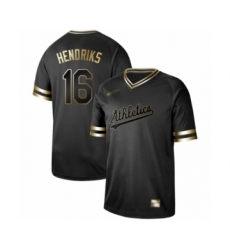 Men's Oakland Athletics #16 Liam Hendriks Authentic Black Gold Fashion Baseball Jersey