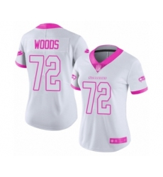 Women's Seattle Seahawks #72 Al Woods Limited White Pink Rush Fashion Football Jersey