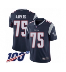 Youth New England Patriots #75 Ted Karras Navy Blue Team Color Vapor Untouchable Limited Player 100th Season Football Jersey