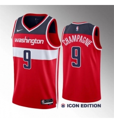 Men's Washington Wizards #9 Justin Champagnie Red Icon Edition Stitched Basketball Jersey