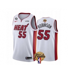 Men's Miami Heat #55 Duncan Robinson White 2023 Finals Association Edition With NO.6 Stitched Basketball Jersey