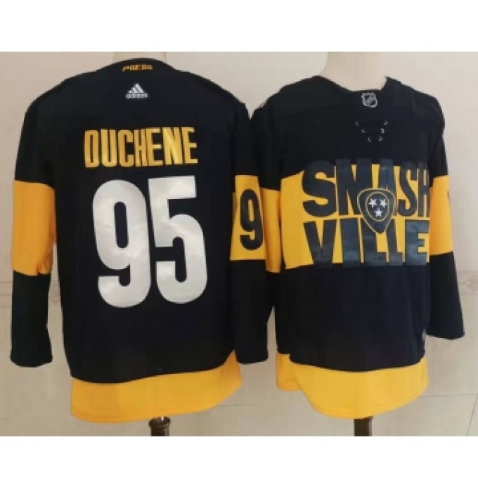 Men's Nashville Predators #95 Matt Duchene Black 2022 Stadium Series adidas Stitched NHL Jersey