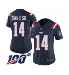 Women's New England Patriots #14 Mohamed Sanu Sr Limited Navy Blue Rush Vapor Untouchable 100th Season Football Jersey