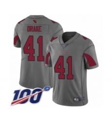 Men's Arizona Cardinals #41 Kenyan Drake Limited Silver Inverted Legend 100th Season Football Jersey