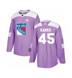Men's New York Rangers #45 Kaapo Kakko Authentic Purple Fights Cancer Practice Hockey Jersey