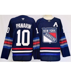 Men's New York Rangers #10 Artemi Panarin Navy 2024-25 Stitched Jersey