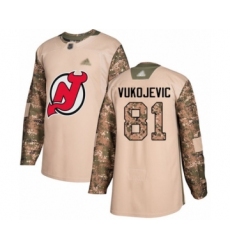 Youth New Jersey Devils #81 Michael Vukojevic Authentic Camo Veterans Day Practice Hockey Jersey