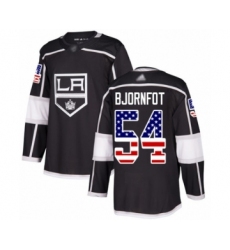 Men's Los Angeles Kings #54 Tobias Bjornfot Authentic Black USA Flag Fashion Hockey Jersey