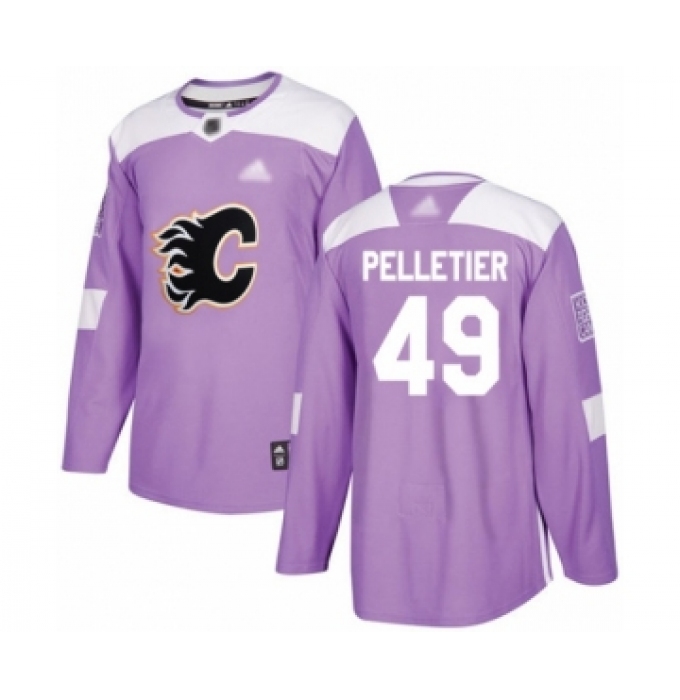 Youth Calgary Flames #49 Jakob Pelletier Authentic Purple Fights Cancer Practice Hockey Jersey