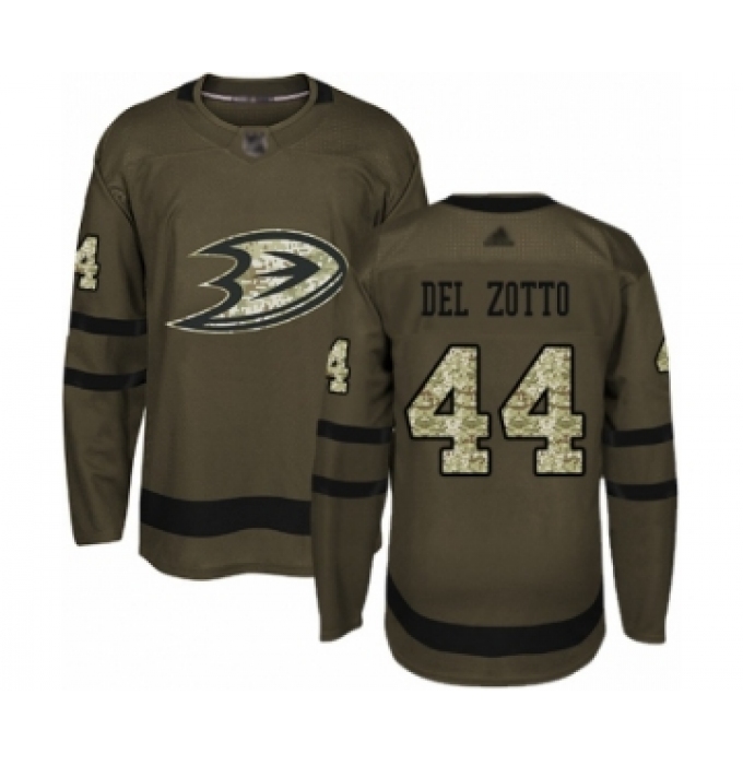 Men's Anaheim Ducks #44 Michael Del Zotto Authentic Green Salute to Service Hockey Jersey