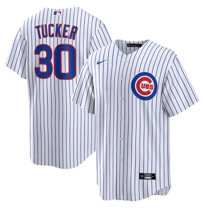 Men's Chicago Cubs #30 Kyle Tucker White 2024 Cool Base Stitched Baseball Jersey