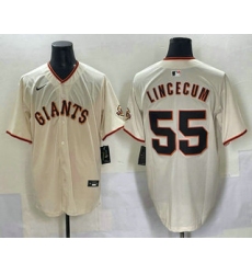 Men's San Francisco Giants #55 Tim Lincecum Cream Limited Stitched Jersey