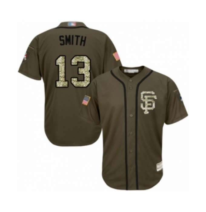 Youth San Francisco Giants #13 Will Smith Authentic Green Salute to Service Baseball Jersey