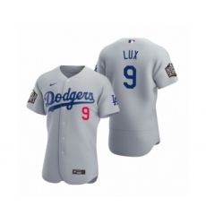 Men's Los Angeles Dodgers #9 Gavin Lux Nike Gray 2020 World Series Authentic Jerseys