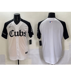 Men's Chicago Cubs Blank White Black 'Gothic North Side Edition' Vapor Premier Limited Stitched Baseball Jersey