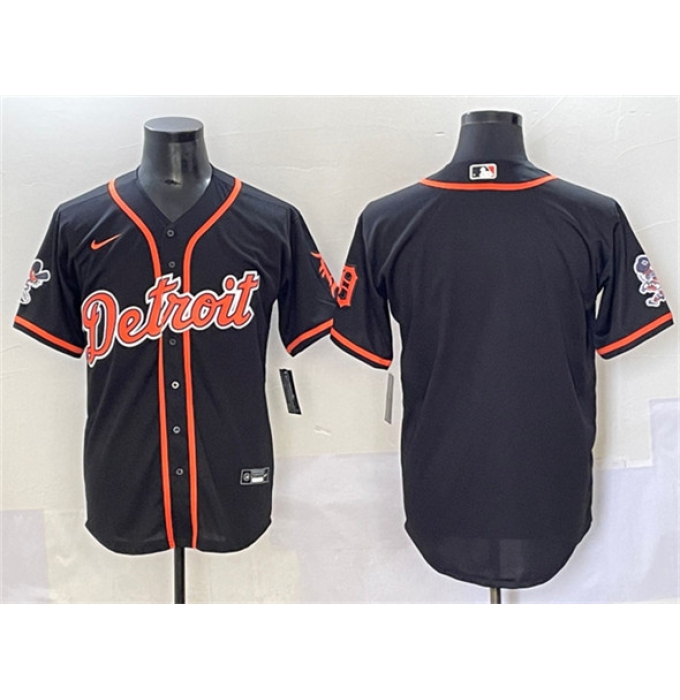 Men's Detroit Tigers Blank Black With Cool Base Stitched Baseball Jersey