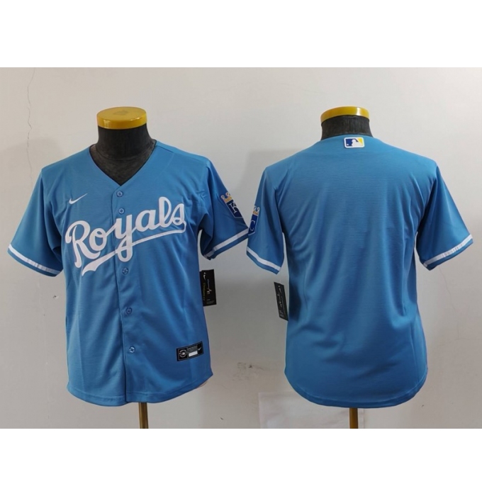 Youth Kansas City Royals Blank Light Blue Cool Base Stitched Jersey