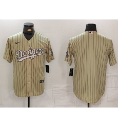 Men's Los Angeles Dodgers Blank Cream Pinstripe Stitched Cool Base Nike Jersey