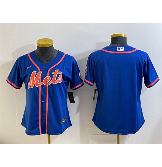 Women's New York Mets Blank Royal Cool Base Stitched Baseball Jersey(Run Small)