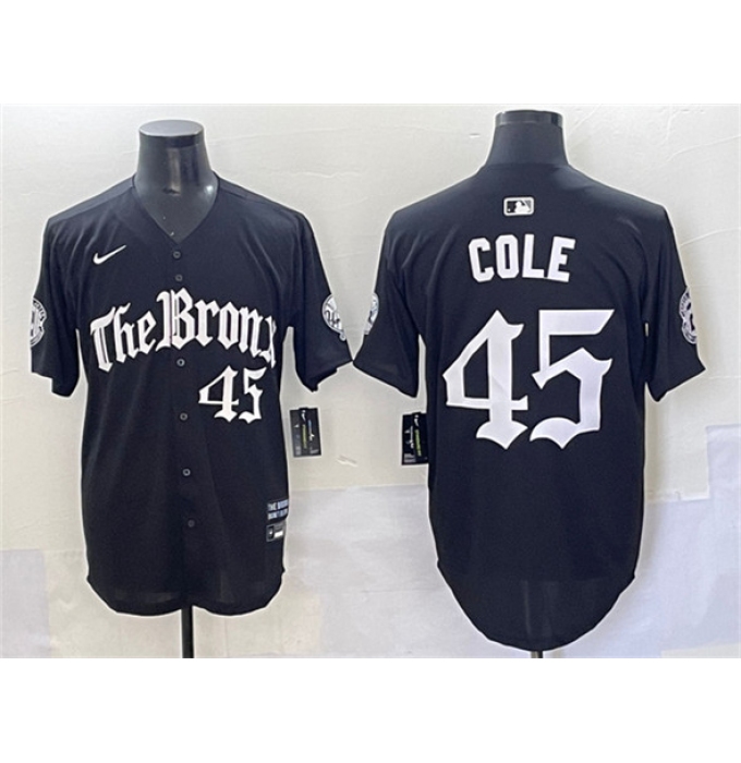 Men's New York Yankees #45 Gerrit Cole Black 'Gothic Legacy Edition' Vapor Premier Limited Stitched Baseball Jersey