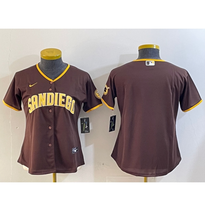 Women's San Diego Padres Blank Brown Cool Base Stitched Jersey