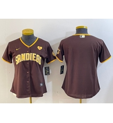 Women's San Diego Padres Blank Brown With PS Cool Base Stitched Jersey