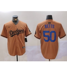 Men's Los Angeles Dodgers #50 Mookie Betts Olive Cool Base Limited Stitched Jersey