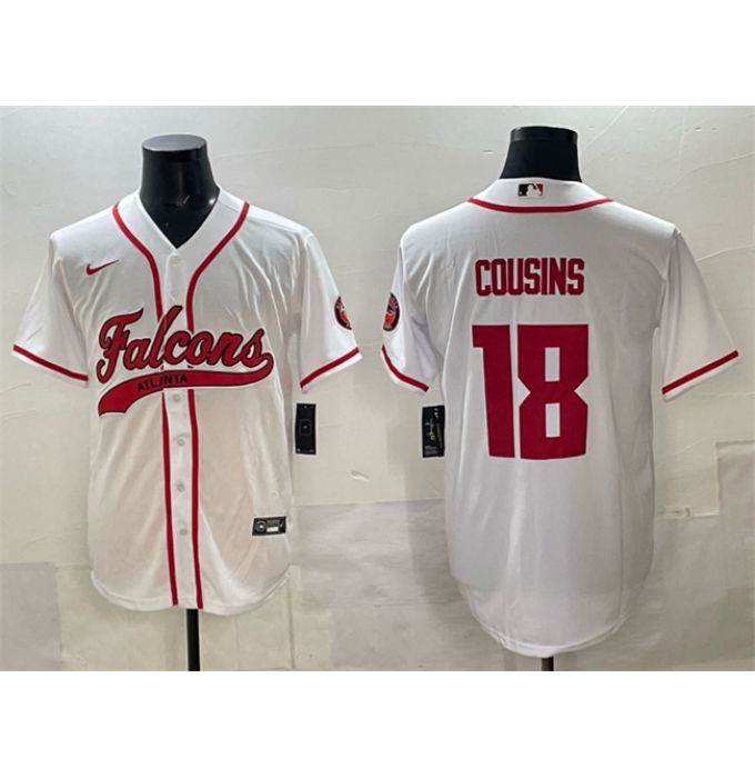 Men's Atlanta Falcons #18 Kirk Cousins White With Cool Base Stitched Baseball Jersey
