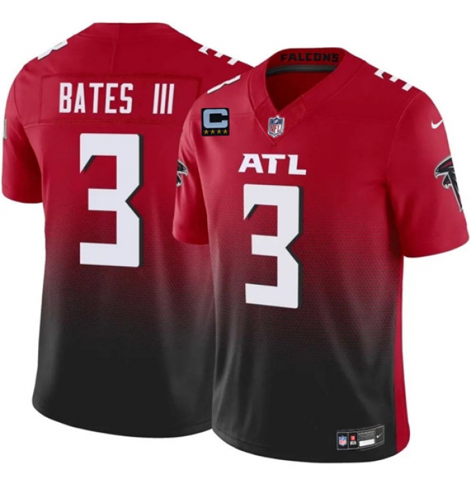 Men's Atlanta Falcons #3 Jesse Bates III Red Black 2025 F.U.S.E With 4-Star C Vapor Untouchable Limited Football Stitched Jersey